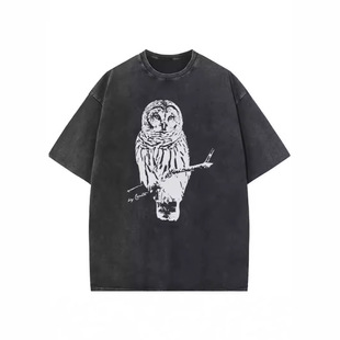 Summer Couple Half Sleeve Vintage Old Washed Graffiti Short Sleeve Street Hip Hop Original Short Sleeve Loose T-shirt Customized