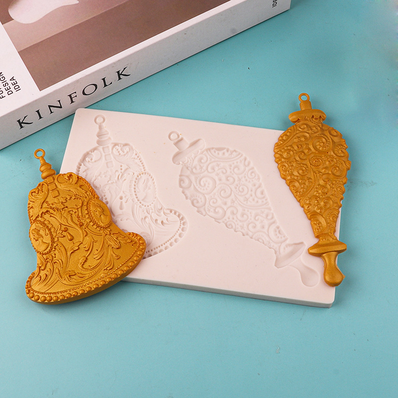 Molde de silicona Silver Bell Fondant chocolate molde de pastel decorativo molde de arcilla ultraligero epoxi herramienta abrasiva para hornear