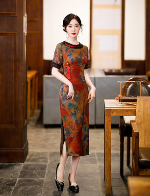 2022 Spring and summer new pattern Cheongsam skirt fashion Trend daily Super soft Faille Jacquard weave Cheongsam skirt