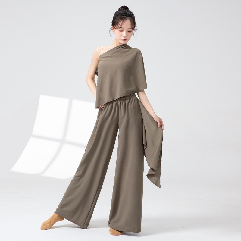 古典舞踊パンツ レディース 新作 ゆったり ハイウエスト ワイドパンツ モダンダンス 大人 中国舞踊 エレガント 日常練習パンツ|undefined