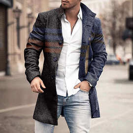 British mid-length woolen coat秋冬新品英伦男士中长款毛呢大衣