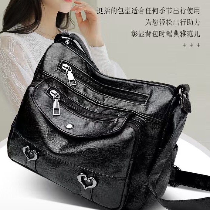 Solid color polyurethane one-shoulder bag
