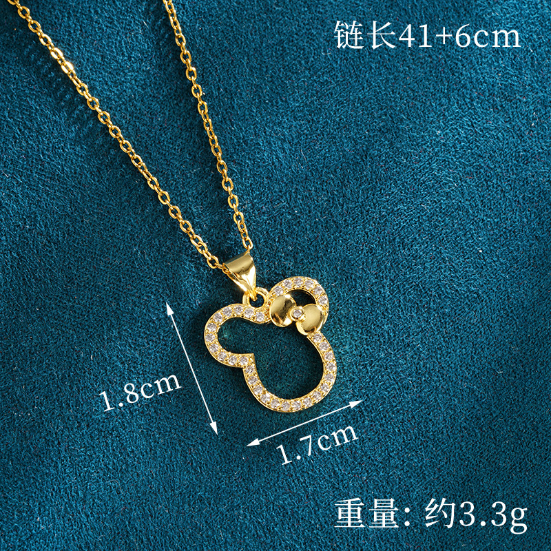 Colgante de collar de Mickey Mouse de línea linda y dulce de oro de arena vietnamita