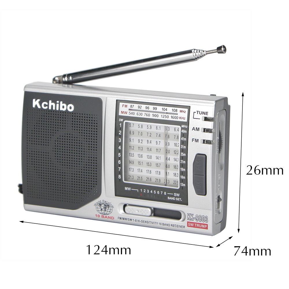 Transfronterizo directo clásico portátil de banda completa AM FM SW puntero de radio plateado para personas mayores