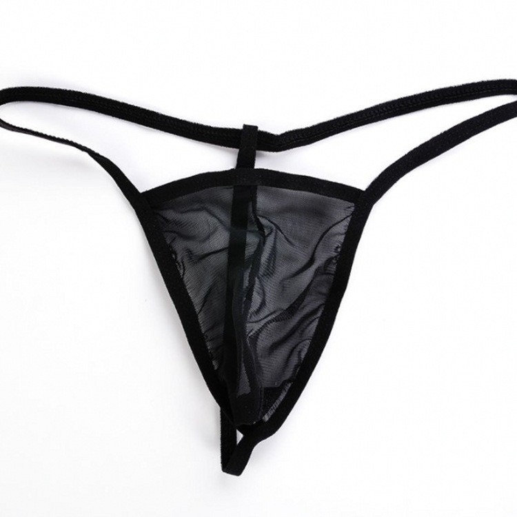 Men's Mesh Thong T-Pants Sexy Temptation See-Through U-Shaped Pouch Underwear Lingerie_voghion.com