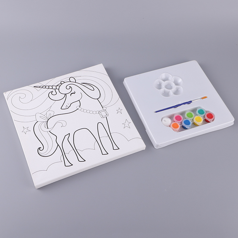 Hand-Painted Coloring Oil Painting Kidsren's DIY Hands-On Educational Watercolor Painting Cartoon Coloring Filling Interior Decoration Painting Wholesale