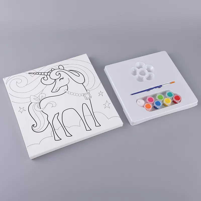 手绘填色油画 儿童DIY动手益智水彩画卡通涂色填充室内装饰画批发