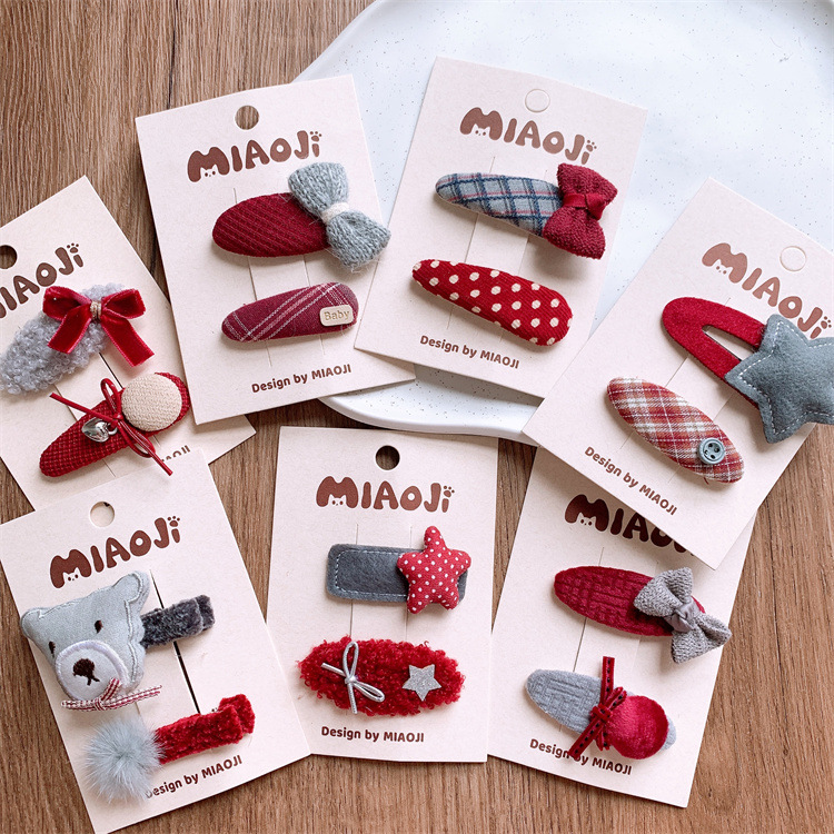 Adorable Children's Five-Star Cartoon Hair Clip, Sweet Girls Hair Accessories, Butterfly Knot, Fringe, Side Clip