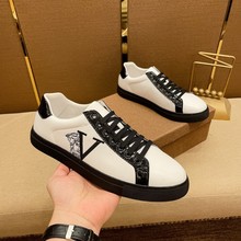 欧洲站男鞋美杜莎大牌鞋子黑色人头印花休闲板鞋百搭瓦萨其鞋子男