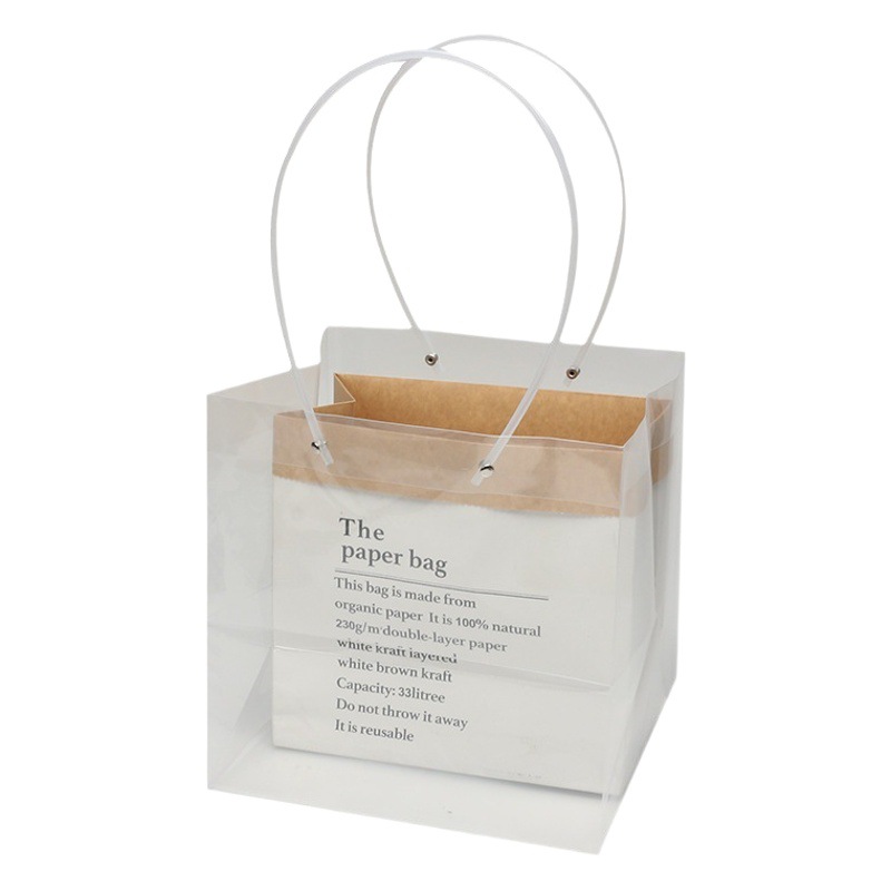 Flor bolsa de embalaje arreglo de flores portátil transparente impermeable ramo floral material regalo PVC caja de flores al por mayor