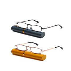 クロスボーダー小型アルミ合金筆筒スプリング脚老眼鏡露店樹脂防ブルーライト老眼鏡