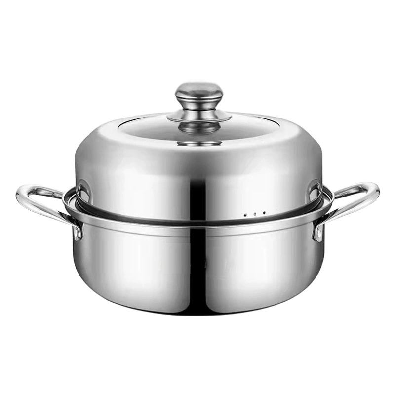 Пароварка из нержавеющей стали Трехслойная утолщенная Бытовая маленькая двухслойная Пароварка Большая Пароварка Хлеб на пару Рыба Газовая индукционная плита