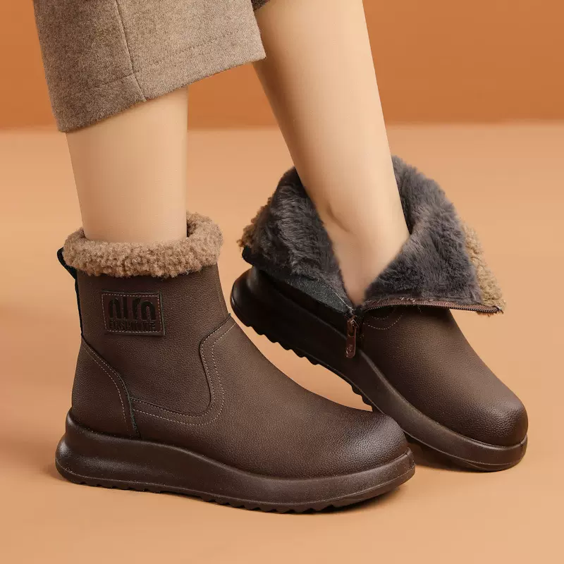 新款雪地靴女2025冬季加绒保暖女靴休闲短靴百搭女鞋擦色时尚鞋子