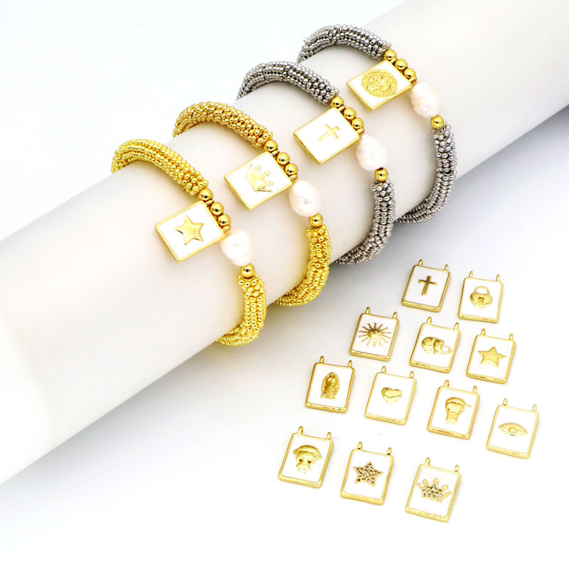 Copper Chain Material Copper Enamel Plating Virgin Mary Star Heart Shape Bracelets