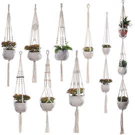 编织花盆网兜吊网墙壁挂饰吊绳花盆吊篮手工园艺植物花盆网兜