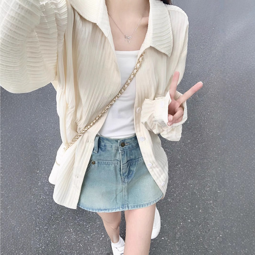 Fashionable and stylish cardigan shirt top, design-conscious women's niche French style spring/summer new outerwear sun-protective shirt jacket