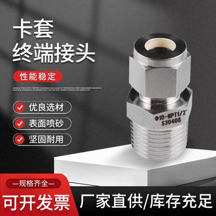 冠维工厂包邮镇江304不锈钢卡套接头 外螺纹终端双卡套直通接头