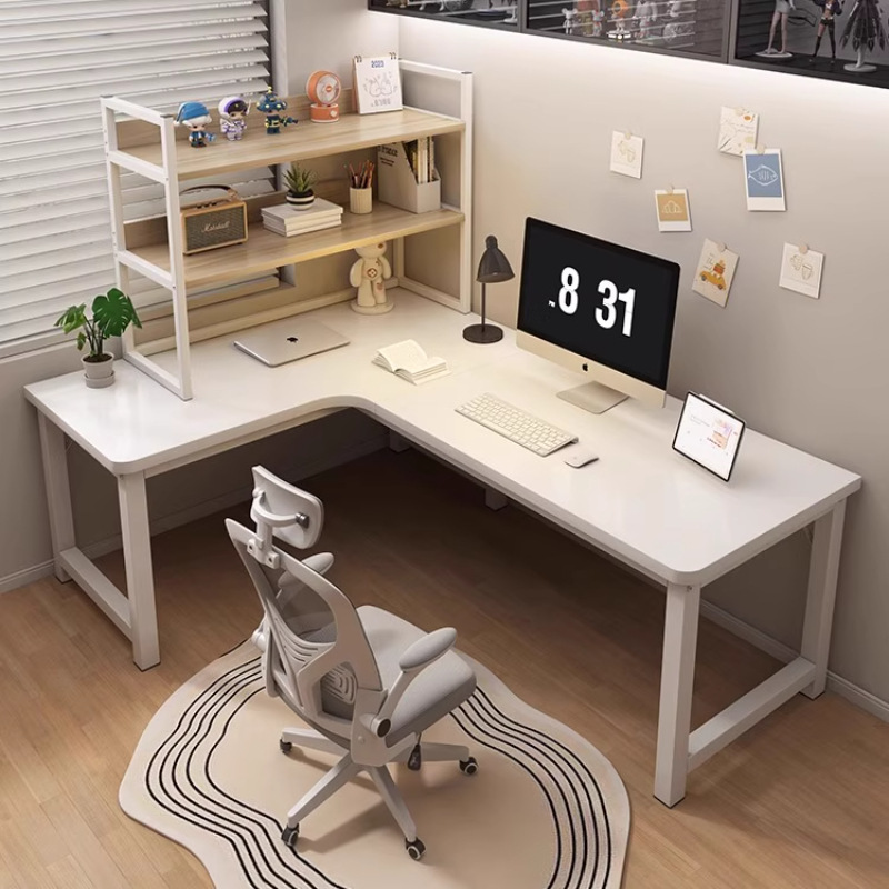 Corner Computer Desk Desktop Home Bedroom Desk Bookshelf Integrated Table Simple L-Shaped Student Writing Work Table
