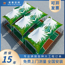 噴繪膜結構球場設計籃球場張拉膜結構防曬遮陽棚安裝