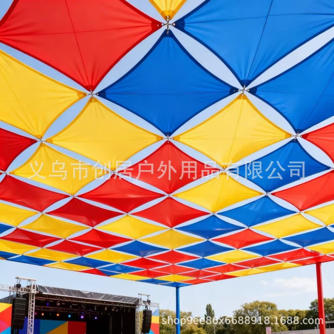 Four-Corner Sunshade Sail with Accessories for Outdoor Courtyard, Commercial Tourism, Multifunctional Landscape Canopy, Canvas Waterproof Sunshade Cloth