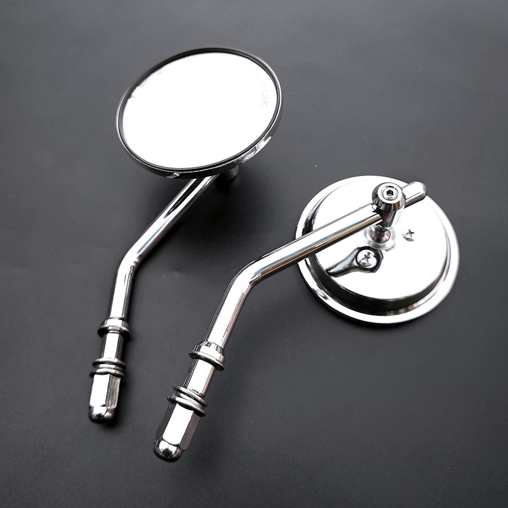 Suitable for Harley motorcycles, these rearview mirrors are designed for modification, featuring a unique small round shape and a universal convex reflective surface