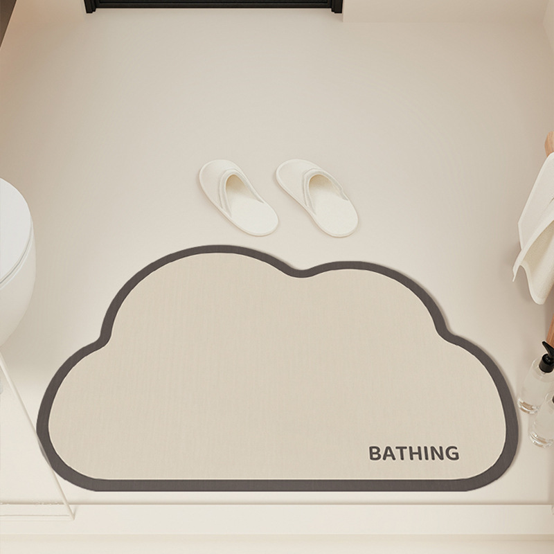 シンプルな珪藻泥フロアマット浴室滑り止めフロアマット吸水速乾フットマット家庭用浴室トイレドアマット|undefined