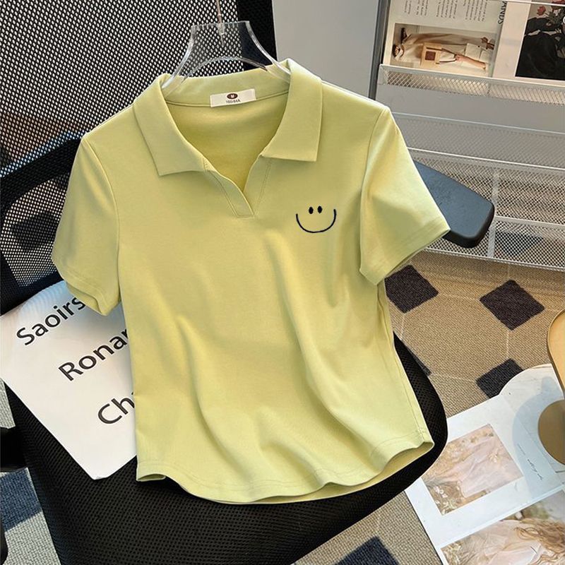 大きいサイズの婦人服ファッション刺繍poloシャツ半袖tシャツ夏200斤太ったmmアーチ形裾ゆるい上着潮|undefined
