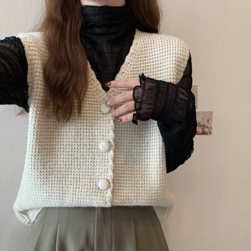 2024 primavera y otoño nuevo cuello de punto Chaleco de las mujeres cardigan chaleco exterior apilados suéter chaleco abrigo image 4