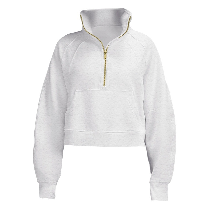Autumn and Winter Thickened Women's Sports High Collar Half Zipper Thick Sweatshirt Loose Short Fitness fleece-lined Sweatshirt Jacket