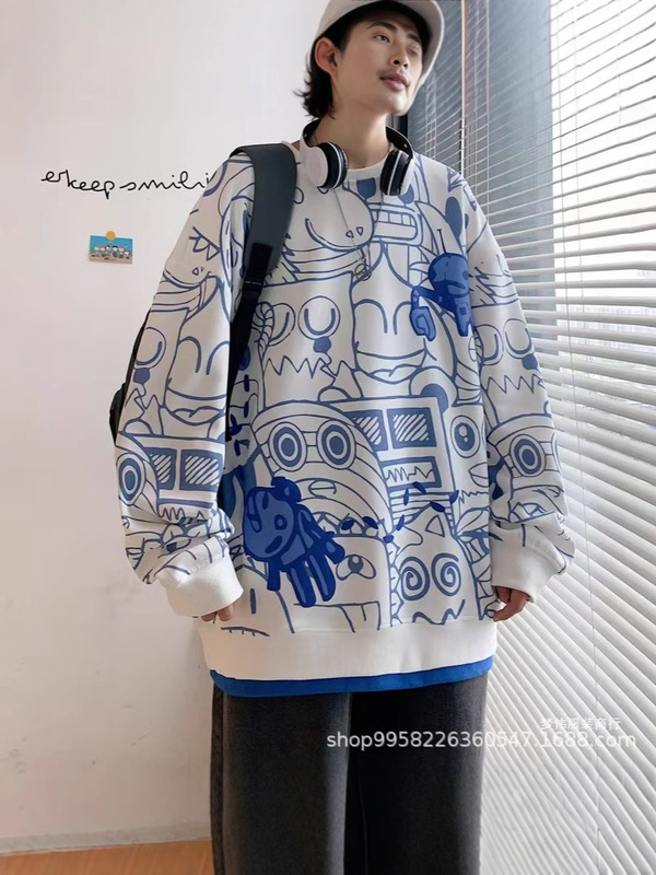 ユーススウェットシャツメンズ3D春秋スタイルボーイズハンサム長袖Tシャツ大きい子供メンズラウンドネックシャンウェイ快適で多用途|undefined
