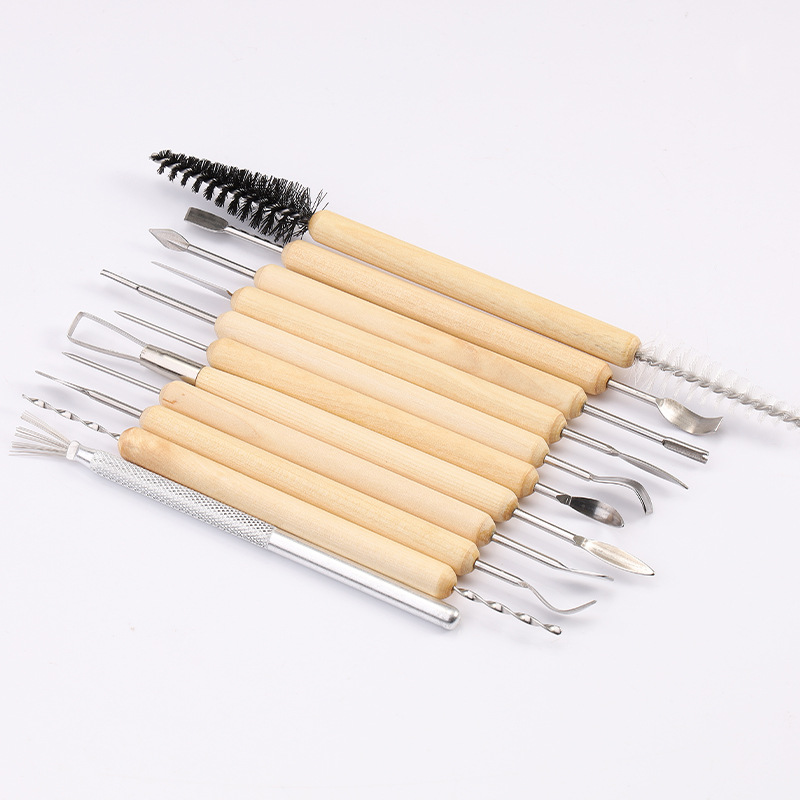 陶艺11刻刀套装软陶泥镭丝雕塑刀泥塑刮刀模型修坯刀精雕油泥工具