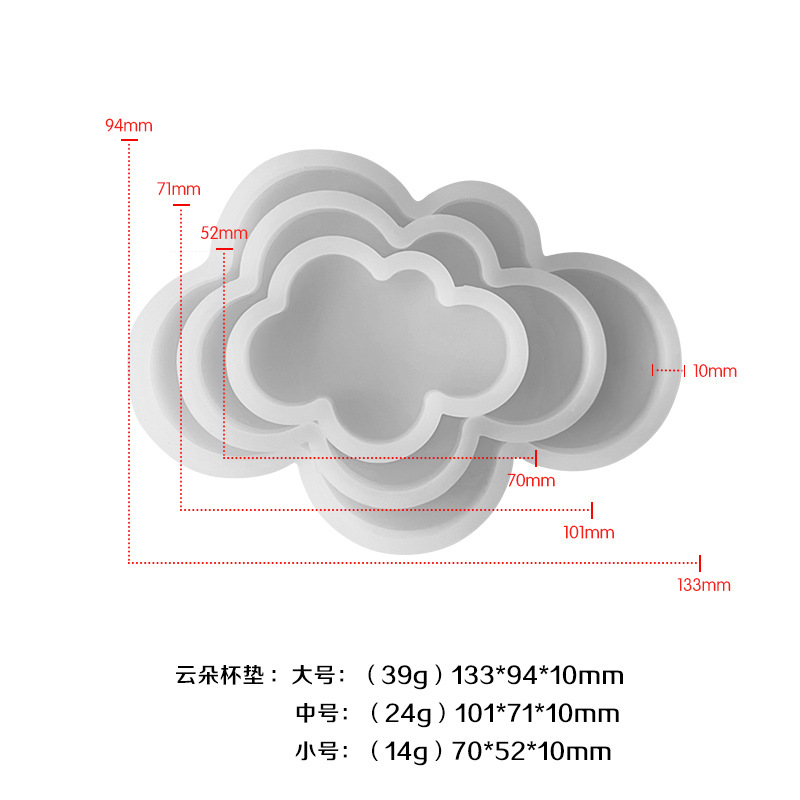 Cristal epoxi molde de silicona nube en forma de corazón ovalado cuadrado largo posavasos bandeja yeso epoxi molde al por mayor