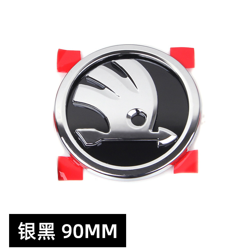 90MM 80MM Adecuado para Skoda Octavia Jingrui Etiqueta delantera y trasera Etiqueta de red media negra Etiqueta de cola ABS