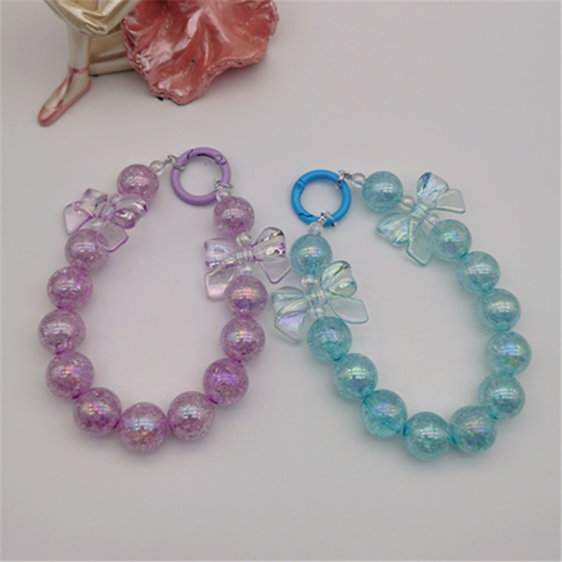 Xiaohongshu mismo estilo de dos colores colorido Cadena de teléfono móvil transmisión en vivo mismo estilo hecho a mano con cuentas bolsa de cadena caja del teléfono adornos para mujeres