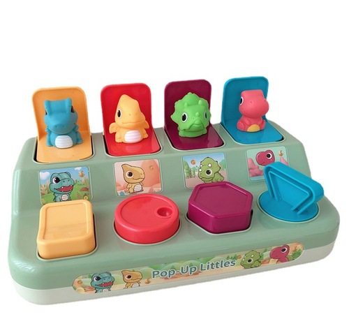 Cross-border hot selling children's dinosaur mechanism box peek-a-boo switch box causality press early education educational toys batch