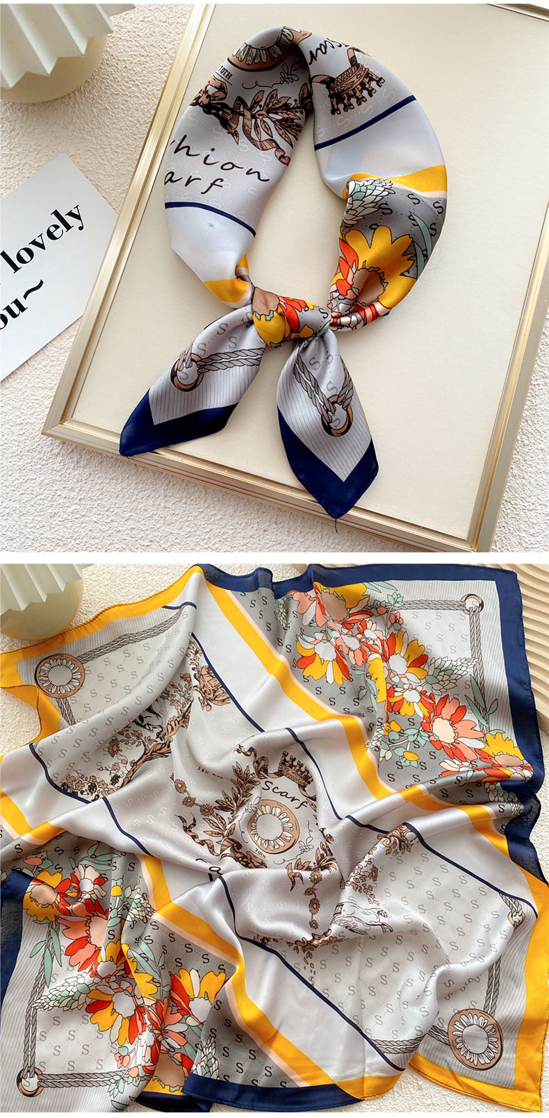 45g Weight Silk Scarf Classification Daily Occasion Polyester Material Geometric Pattern All Seasons Season Women's Gender Printing Design Elegant, Sweet Style Women's Elegant Sweet Geometric Polyester Printing Silk Scarf 32