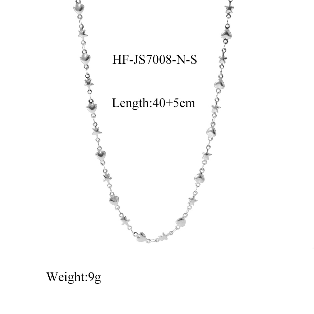 Acero de titanio de lujo ligero francés 18K oro real galvanoplastia amor estrella de cinco puntas collar transfronterizo pulsera INS juego de joyería al por mayor