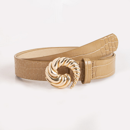 New sea snail texture exquisite crocodile pattern lacquered PU belt for chic women, stylish European and American business women's belt