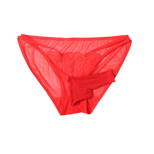 Low-waist mesh men's underwear, sexy butterfly one-piece U-shaped pouch jj set, ultra-thin transparent sexy briefs