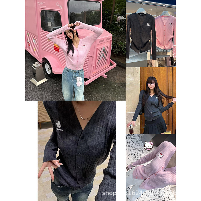 高品质2025年女装秋季新款毛衣长袖领条纹针织衫薄款开衫上衣潮牌