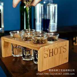 简约木制威士忌收纳架多孔式木质酒杯置物架方型实木一口杯整理架