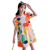 Summer dress, children's skirt, small princess costume, suitable for teen, Korean style, puff sleeves