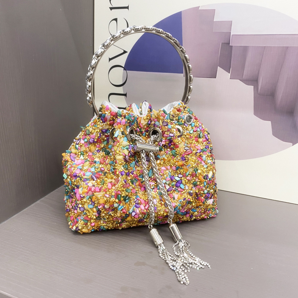 487g Weight String Closure Type Top Handle Strap Type Bucket Bag Bags Type Holiday, Shopping Occasion Polyester Material Solid Color Pattern All Seasons Season Women's Gender Streetwear Style Bucket Shape Medium Size Women's Medium Polyester Solid Color Streetwear Bucket String Bucket Bag 17
