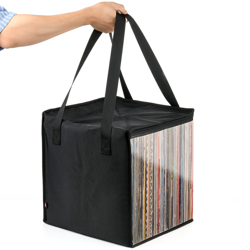 Portable portable storage bag for vinyl records storage box for album and magazine display