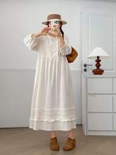 2025年秋装 日系森女系花边刺绣 宽松大版长袖 连衣裙批发