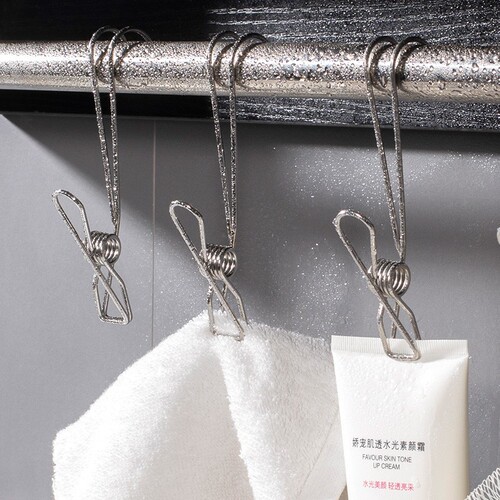 Stainless steel small wire clip hook with hanging bathroom multifunctional clothes windproof clothes drying rack home storage clothespins