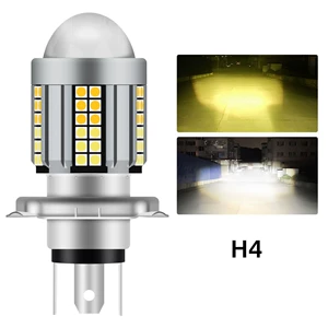Cross-border motorcycle LED headlight H4 BA20D three-prong white and yellow dual-color integrated high and low beam electric vehicle spotlight