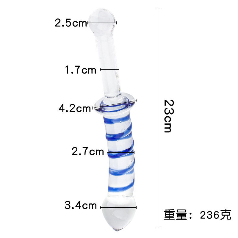 Glass Double-Ended Dildo, Manual Anal Beads & G-spot Wand, Red Crystal Design — detail image 22