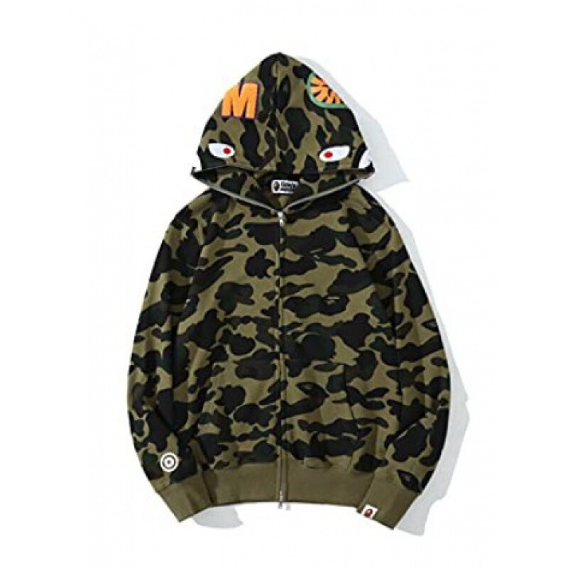 2025 [健康布] 3D デジタル印刷 Bape ブランド シャークヘッド スウェットシャツ メンズ カップル ジッパー カーディガン ベルト付き|undefined