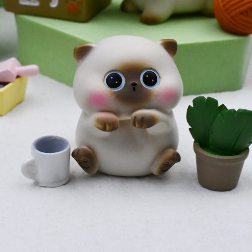 Bean Little Siam Blind Box Desktop Ornament Girl Heart Cartoon Blind Box Hand Figure Birthday Gift Cute Cat Ornament
